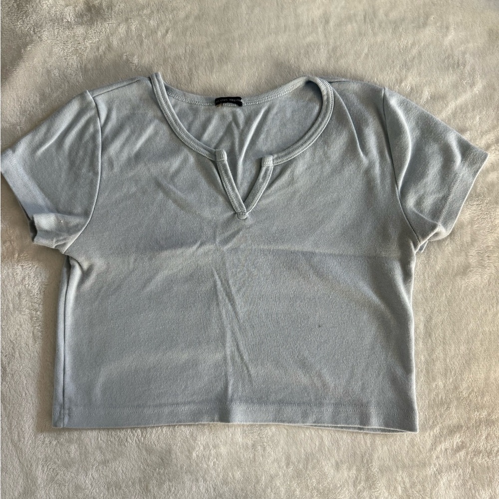 Brandy Melville Gray Fitted Crop T-Shirt Short Sleeve